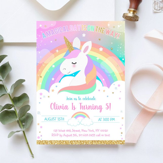 Invitación de cumpleaños día mágico arcoíris unico (Subido por el creador)