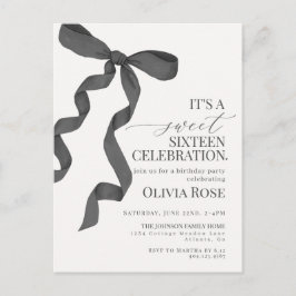 Invitación de Cumpleaños Dieciséis Dulces con Lazo