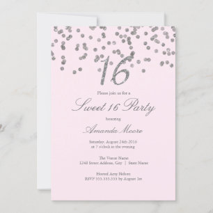 Invitación de Cumpleaños Dieciséis Rosado con Conf