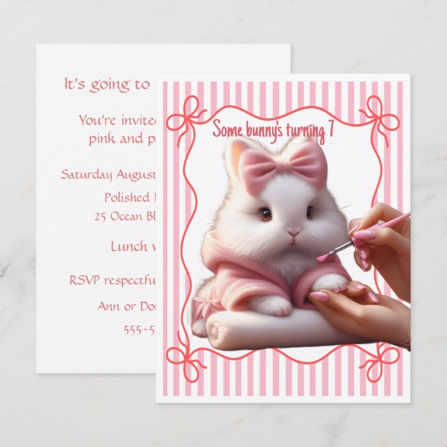 Invitación de cumpleaños digital de Some Bunny (Anverso / Reverso)