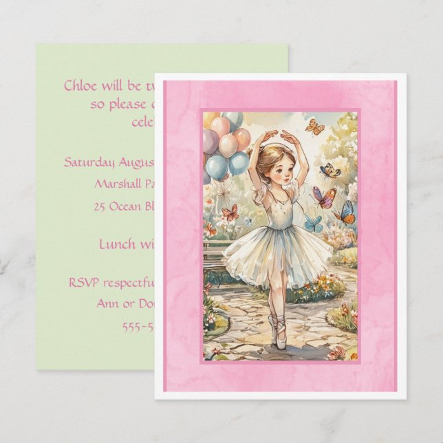 Invitación de cumpleaños digital descargable de ja (Anverso / Reverso)