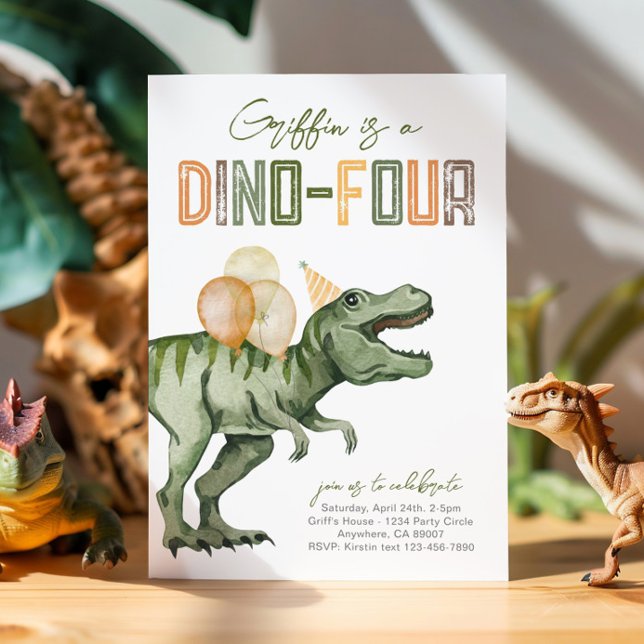 Invitación de cumpleaños Dino-Cuatro (Subido por el creador)