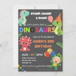 Invitación de cumpleaños Dino editable - Tarjeta p