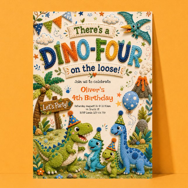 Invitación de cumpleaños Dino-Four 4º cumpleaños (Subido por el creador)