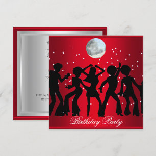 Invitación de cumpleaños Disco 70's Rojo