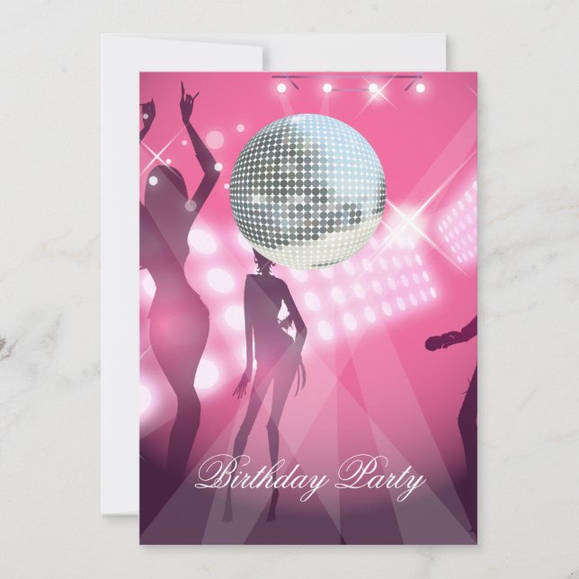 Invitación de Cumpleaños Disco Retro (Anverso)