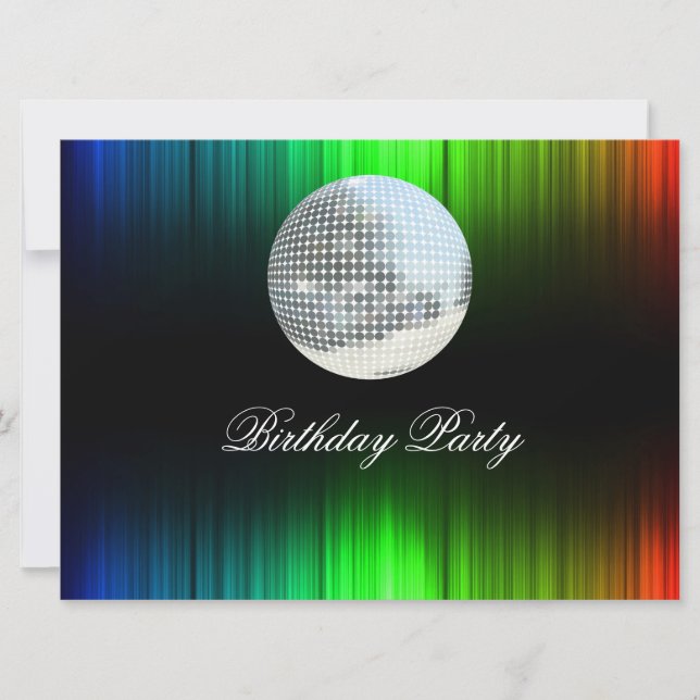 Invitación de Cumpleaños Disco Retro (Anverso)