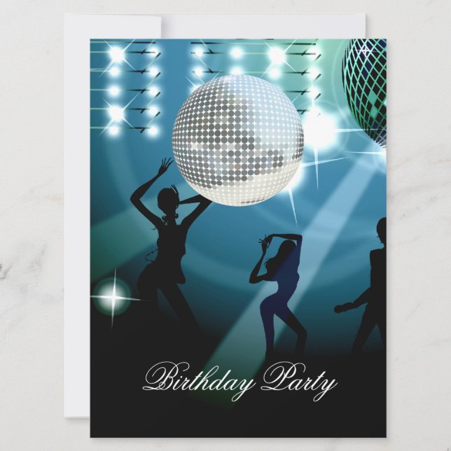 Invitación de Cumpleaños Disco Retro (Anverso)