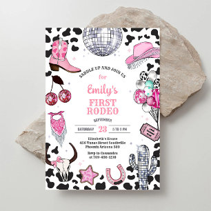 Invitación de cumpleaños Disco Rodeo Space Cowgirl