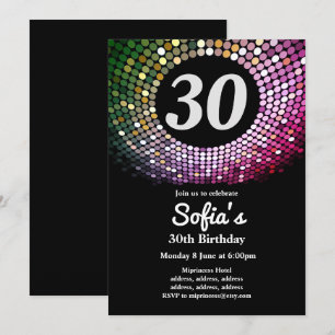 invitación de cumpleaños disco, vintage, baile