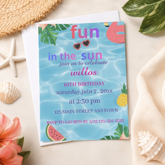 Invitación de cumpleaños Diversión bajo el sol Fie (Subido por el creador)