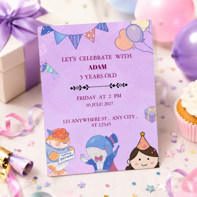 Invitación de Cumpleaños Diversión Colorida Fiesta (Subido por el creador)