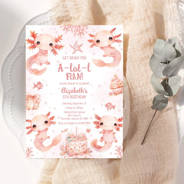 Invitación de cumpleaños divertida Axolotl A-Lot-l (Subido por el creador)