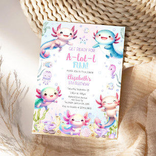 Invitación de cumpleaños divertida Axolotl A-Lot-l