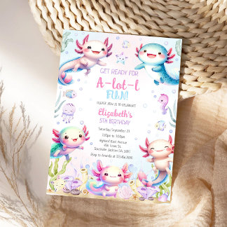 Invitación de cumpleaños divertida Axolotl A-Lot-l
