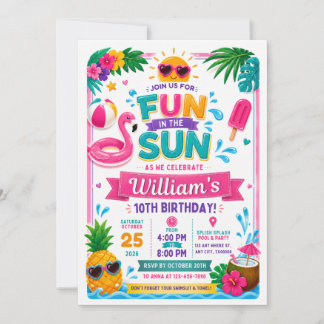 Invitación de cumpleaños divertida bajo el sol