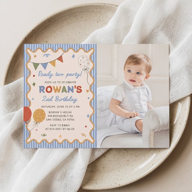 Invitación de cumpleaños divertida con franja colo (Subido por el creador)