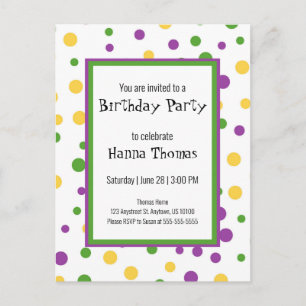 Invitación de cumpleaños divertida con lunares de