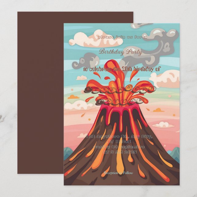 Invitación de cumpleaños divertida con tema de vol (Anverso / Reverso)