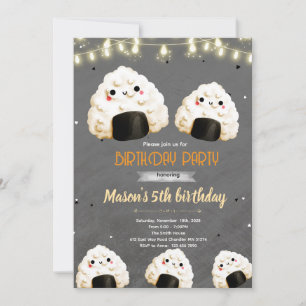 Invitación de cumpleaños divertida de Onigiri