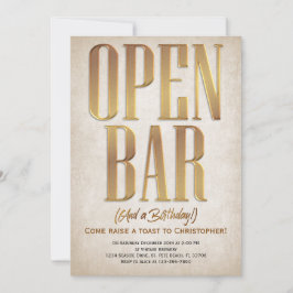 Invitación de cumpleaños divertida de Open Bar