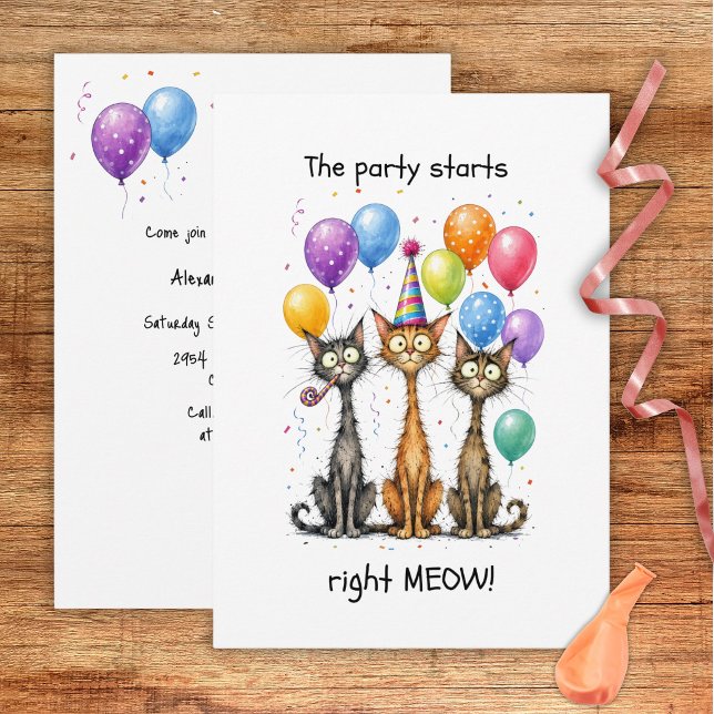 Invitación de cumpleaños divertida para gatos flac (Subido por el creador)