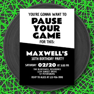 Invitación de cumpleaños divertida para videojuego