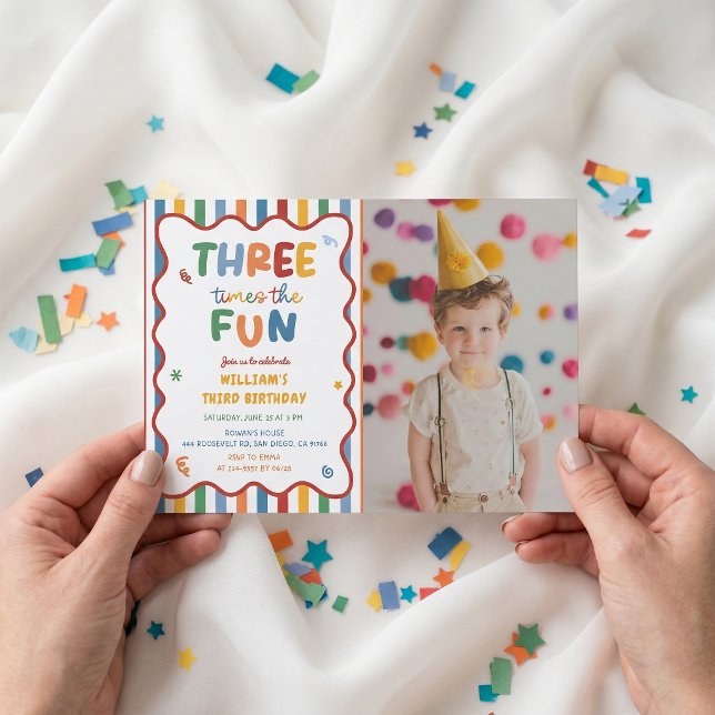 Invitación de cumpleaños divertida tres veces 3er  (Subido por el creador)