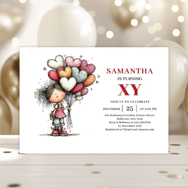 invitación de cumpleaños divertida y caprichosa pa (Funny Whimsy Girl Birthday invitation)