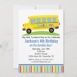 Invitación de cumpleaños divertido al autobús de T