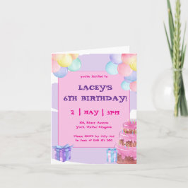 Invitación de cumpleaños doblada a la celebración