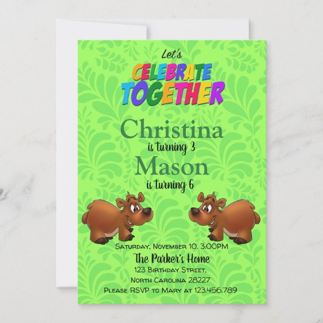 Invitación de cumpleaños doble (Anverso)