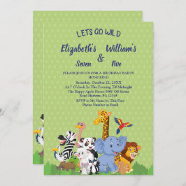 Invitación de cumpleaños doble conjunta salvaje