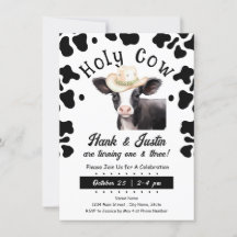 Invitación de cumpleaños doble de Holy Cow Boy
