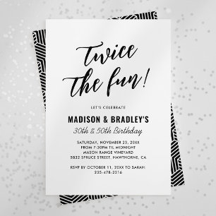 Invitación de cumpleaños doble Modern Twice the Fu