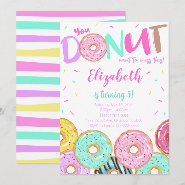 Invitación de cumpleaños, Donut (Anverso / Reverso)