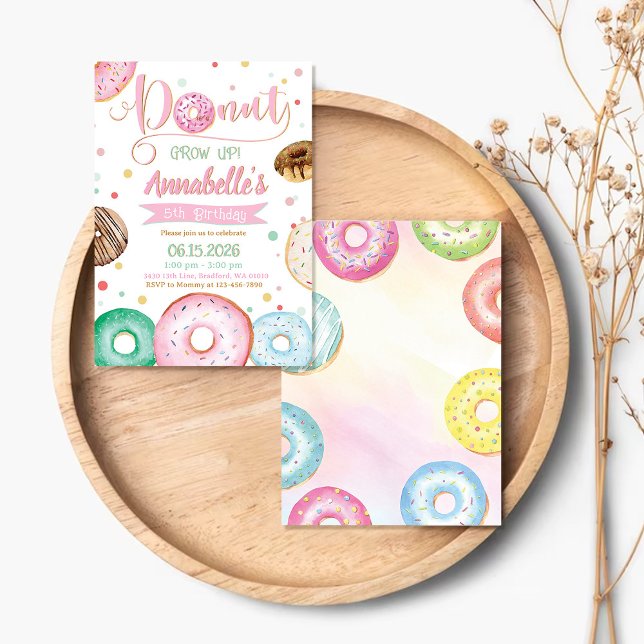 Invitación de cumpleaños Donut Grow Up (Subido por el creador)