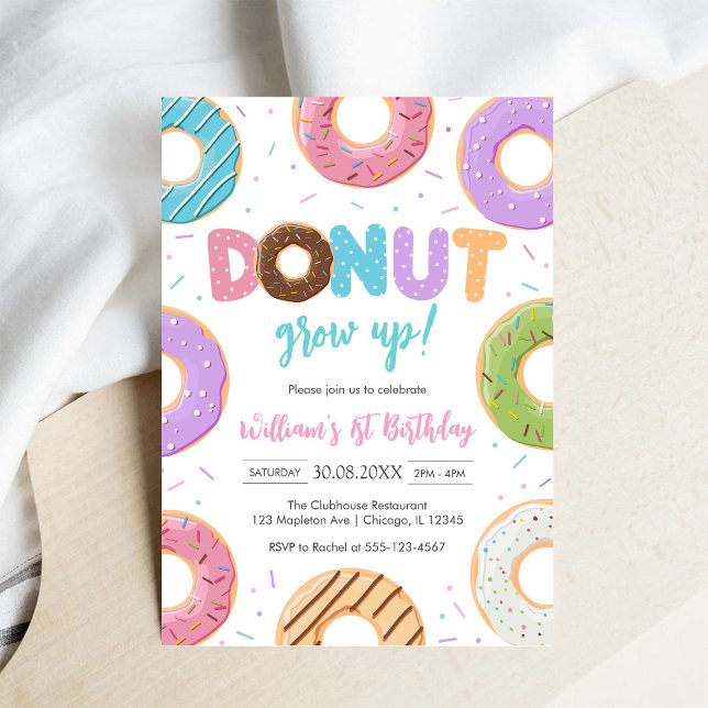 Invitación de cumpleaños Donut Grow Up Donut (Subido por el creador)