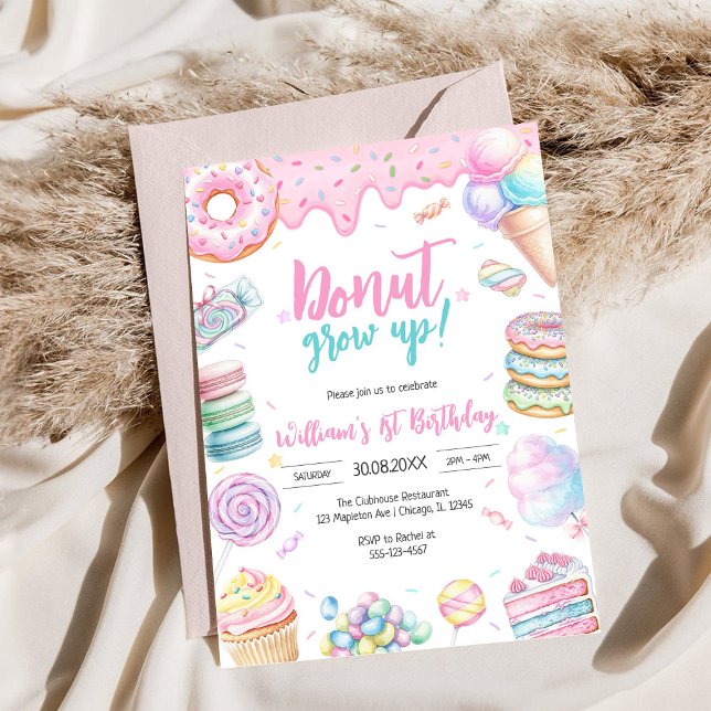 Invitación de cumpleaños Donut Grow Up Donut (Subido por el creador)