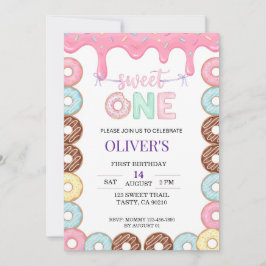 Invitación de cumpleaños Donut Sweet One 1st