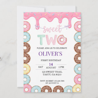Invitación de cumpleaños Donut Sweet Two 2do