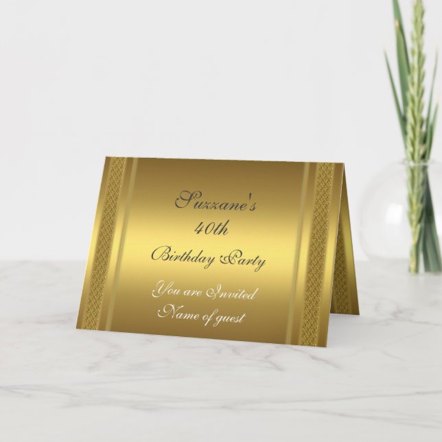 Invitación de cumpleaños dorada (Anverso)