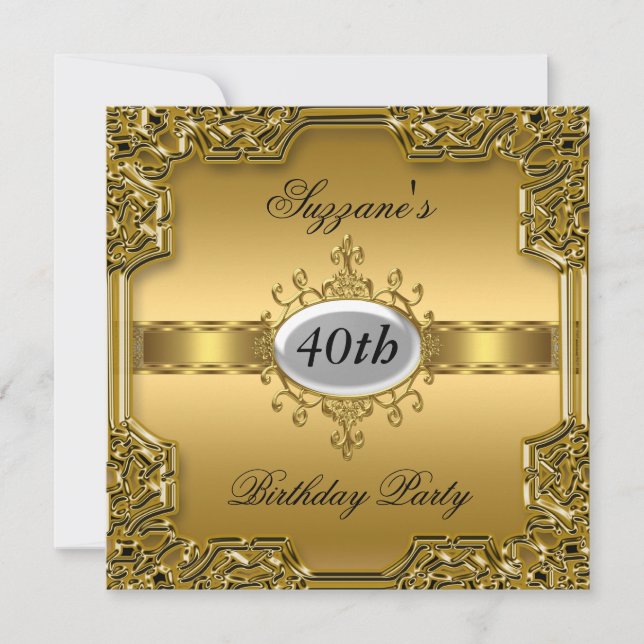 Invitación de cumpleaños dorada con glamour calien (Anverso)