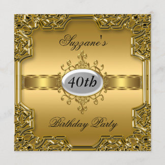 Invitación de cumpleaños dorada con glamour calien