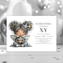 Invitación de cumpleaños dorada negra para adolesc