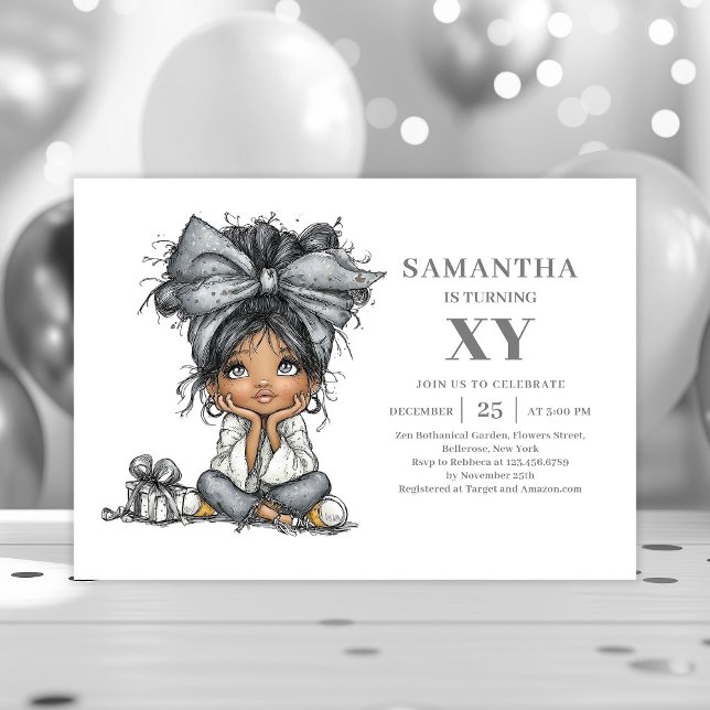 Invitación de cumpleaños dorada para adolescente c (Chic Whimsical Teen Girl Birthday Gold invitation)