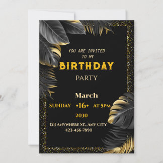invitación de cumpleaños dorado