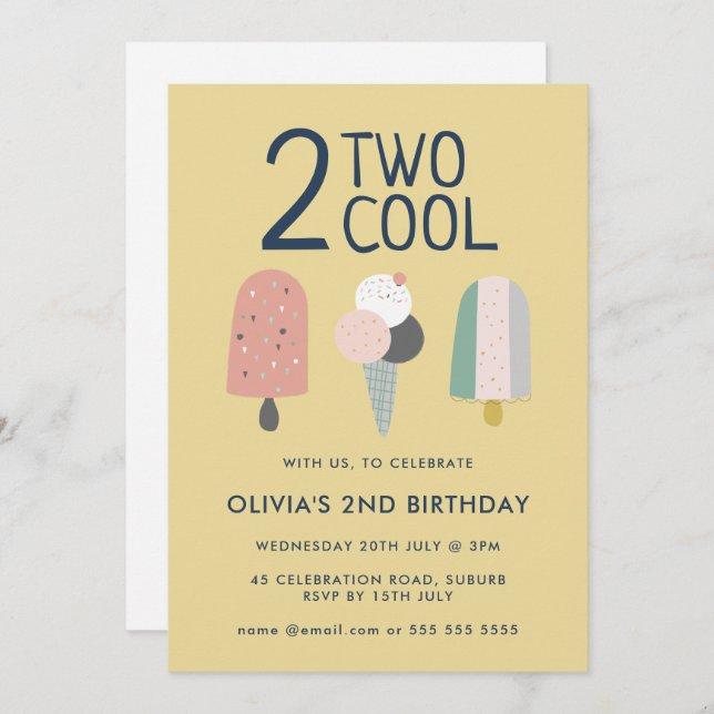 Invitación de cumpleaños dos cool (Anverso / Reverso)