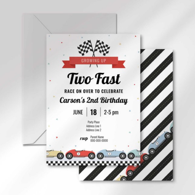 Invitación de cumpleaños dos rápido coche de carre (Subido por el creador)