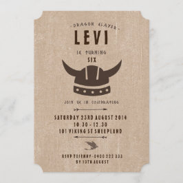 Invitación de cumpleaños Dragón y Viking